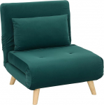 HOMCOM 3-in-1 kokkupandav diivanvoodi voodifunktsiooniga, reguleeritav seljatugi, padi, k&uuml;lalisvoodi linase v&auml;limusega, lamamistool, kokkupandav tool elutuppa, magamistuppa, 72 x 78 x 79 cm, tumeroheline