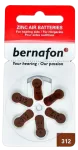 BERNAFON 312 kuuldeaparaadi patareid, komplekt 6 tk.