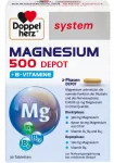 DOPPELHERZ Magnesium 500 Depot tabletes ar B vitamīniem, 30 gab.