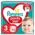 PAMPERS Pants 3 p&uuml;ksm&auml;hkmed 6-11 kg, pakis 62 tk.