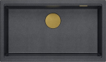 Graniteq Zlewozmywak GraniteQ LOGAN 110 zlewozmywak black diamond 76x44x23,5 cm 1-komorowy wpuszczany z syfonem manualnym złoty