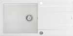 Graniteq Zlewozmywak GraniteQ EVAN 146 XL GraniteQ zlewozmywak z syfonem Push 2 Open 1-komorowy z/o (1000x500x210, kom. 420x480) snow white / elementy stalowe