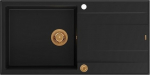 Graniteq Zlewozmywak GraniteQ EVAN 146 XL GraniteQ zlewozmywak z syfonem Push 2 Open 1-komorowy z/o (1000x500x210, kom. 420x480) pure carbon / elementy miedziane