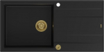 Graniteq Zlewozmywak GraniteQ EVAN 146 XL GraniteQ zlewozmywak z syfonem Push 2 Open 1-komorowy z/o (1000x500x210, kom. 420x480) pure carbon / elementy złote