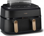 Philips 5000 series NA552/00 fryer Double 9 L Stand-alone 2750 W Hot air fryer Black, Gold