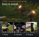 Steinel Zestaw 2x oprawa ogrodowa wbijana SPOT GARDEN 24V  LED nightmatic 7,84W 363lm 1800-4000K RGBWW  IP65  IK03 antracyt / aluminium plus zasilacz 35W plus przew&oacute;d plus tr&oacute;jnik