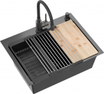 Quadron K&ouml;&ouml;givalamu koos sifoniga, 1 kraanikauss, ilma &uuml;leujutuskaitseta + Qmat + siset&uuml;kk + doosator + puidust laud + segisti.