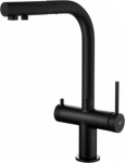 Bluewater Blue Water Delta k&ouml;&ouml;gisegisti, millel on &uuml;hendus filtri ja v&auml;ljat&otilde;mbuva kraaniga, must matt viimistlus.