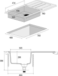 Concept Solution Zlewozmywak Concept DG10C45dg  kuchenny granitowy z ociekaczem CIEMNO SZARY