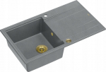 Graniteq Zlewozmywak GraniteQ EVAN 111 zlewozmywak z syfonem Push 2 Open 1-komorowy z/o (860x500x210) silver stone / elementy złote
