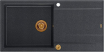 Graniteq Zlewozmywak GraniteQ EVAN 146 XL GraniteQ zlewozmywak z syfonem Push 2 Open 1-komorowy z/o (1000x500x210, kom. 420x480) black diamond / elementy miedziane