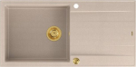 Graniteq EVAN 146 XL GraniteQ zlewozmywak z syfonem Push 2 Open 1-komorowy z/o (1000x500x210, kom. 420x480) pearl beige / elementy złote