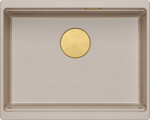 Graniteq Zlewozmywak GraniteQ LOGAN 100 zlewozmywak pearl beige 56x45x21,5 cm 1-komorowy podwieszany z syfonem manualnym złoty
