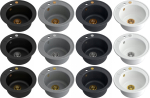 Graniteq Zlewozmywak GraniteQ MORGAN 210 zlewozmywak black diamond z syfonem Push To Open kol. miedziany okrągły 1-komorowy b/o + zaczepy 3 szt