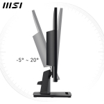 MSI Pro MP245G 24 Inch Monitor, FHD (1920 x 1080), 100Hz, IPS, 1ms, 1x HDMI 1.4b, 1x DP 1.2a output, 1x D-Sub(VGA), Built-in Speakers, Anti-Glare, Anti-Flicker, Less Blue light, T&Uuml;V Certified, VESA, Kensington, Black