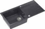 Graniteq Zlewozmywak GraniteQ EVAN 111 GraniteQ zlewozmywak z syfonemPush 2 Open 1-komorowy z/o (860x500x210) black diamond / elementy stalowe