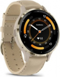 Garmin Venu 3S Smart Watch 41mm, GPS, Stainless Steel Bezel with Leather Band French Gray / Softgold EU