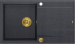 Graniteq Zlewozmywak GraniteQ EVAN 111 GraniteQ zlewozmywak z syfonem Push 2 Open 1-komorowy z/o (860x500x210) black diamond / elementy złote