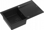 Graniteq Zlewozmywak GraniteQ EVAN 111 GraniteQ zlewozmywak z syfonem Push 2 Open 1-komorowy z/o (860x500x210) pure carbon / elementy pure carbon