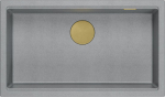Graniteq LOGAN 110 GraniteQ zlewozmywak silver stone 76x45x23,5 cm 1-komorowy podwieszany z syfonem manualnym złoty+zestaw 2 noży Fiskars
