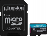 Kingston Technology 512GB microSDXC Canvas Go Plus Gen4 200MB/s A2 U3 V30 Card + Adapter