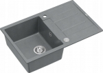 Graniteq Zlewozmywak GraniteQ MORGAN 111 GraniteQ zlewozmywak silver stone z syfonem Push To Open 1-komorowy z/o/ elementy stal szlachetna