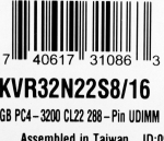 Kingston Technology KVR32N22S8/16 memory module 16 GB 1 x 16 GB DDR4 3200 MHz