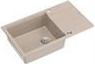 Graniteq EVAN 136 XL GraniteQ zlewozmywak z syfonem Push To Open 1-komorowy z/o (860x500x210, kom. 420x490) pearl beige / elementy stalowe