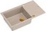 Graniteq Zlewozmywak GraniteQ EVAN 136 XL zlewozmywak z syfonem Push to Open 1-komorowy z/o (860x500x210, kom. 420x490) pearl beige / elementy miedziane