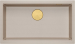 Graniteq LOGAN 110 GraniteQ zlewozmywak pearl beige 76x45x23,5 cm 1-komorowy podwieszany z syfonem manualnym złoty