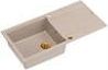 Graniteq EVAN 146 XL GraniteQ zlewozmywak z syfonem Push 2 Open 1-komorowy z/o (1000x500x210, kom. 420x480) pearl beige / elementy miedziane