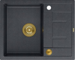 Graniteq Zlewozmywak GraniteQ MORGAN 116 GraniteQ zlewozmywak black diamond z syfonem Push To Open kol. złoty 1-komorowy z/o + zaczepy 4 szt