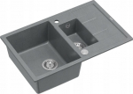 Graniteq Zlewozmywak GraniteQ MORGAN 156 zlewozmywak silver stone z syfonem Push To Open okrągły 1,5-komorowy z/o / stal szlachetna