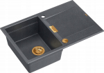 Owen Zlewozmywak Owen OWEN 111 GraniteQ zlewozmywak z syfonem Push 2 Open 1-komorowy z/o (760x500x215, kom. 330x430) black diamond / elementy miedziane