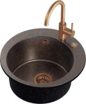 Steiner Zlewozmywak Steiner ART JAMES 210 (&Oslash;51x20) Steingran Art Copper Black Pearl z syfonem manualnym, baterią Naomi i zaślepką - czarny opalizacja miedziana