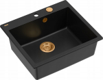 Graniteq Zlewozmywak GraniteQ MORGAN 110 zlewozmywak pure carbon z syfonem Push To Open kol. miedziany 1-komorowy b/o + zaczepy 4 szt