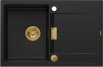 Owen Zlewozmywak Owen OWEN 111 GraniteQ zlewozmywak z syfonem Push 2 Open 1-komorowy z/o (760x500x215, kom. 330x430) pure carbon / elementy złote