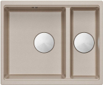 Graniteq LOGAN 150 GraniteQ zlewozmywak pearl beige 56x46x22 cm 1,5-komorowy b/o wpuszczany + syfon manualny stal szczotkowana save space