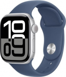 Apple Watch Series 10 GPS 42 mm Silver Aluminium Case with Denim Sport Band - S/M