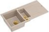 Graniteq Zlewozmywak GraniteQ EVAN 156 zlewozmywak z syfonem Push To Open 1,5-komorowy z/o (1000x500x210, kom. 420x480) pearl beige / elementy złote