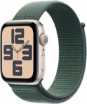 Apple Watch SE GPS 44 mm Starlight Aluminium Case with Lake Green Sport Loop