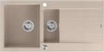 Graniteq Zlewozmywak GraniteQ EVAN 156 zlewozmywak z syfonem Push To Open 1,5-komorowy z/o (1000x500x210, kom. 420x480) pearl beige / elementy stalowe
