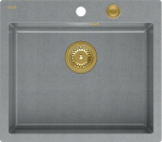 Graniteq Zlewozmywak GraniteQ MORGAN 110 GraniteQ zlewozmywak silver stone z syfonem Push To Open kol. złoty 1-komorowy b/o + zaczepy 4 szt