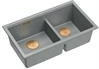 Graniteq QUADRON | LOGAN 120 | granitowy zlewozmywak kuchenny SILVER STONE + MIEDŹ PVD | wymiar: 76 x 45 x 23,5 cm | 2-komorowy wpuszczany | podbudowa szafki od: 80 cm