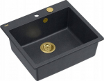 Graniteq Zlewozmywak GraniteQ MORGAN 110 GraniteQ zlewozmywak black diamond z syfonem Push To Open kol. złoty 1-komorowy b/o + zaczepy 4 szt
