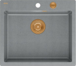 Graniteq Zlewozmywak GraniteQ MORGAN 110 GraniteQ zlewozmywak silver stone z syfonem Push To Open kol. miedziany 1-komorowy b/o + zaczepy 4 szt