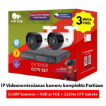 IP vaizdo stebėjimo kameros rinkinys &bdquo;Partizan&ldquo;: 3MPix kamera + NVR su POE + 20m UTP kabelis