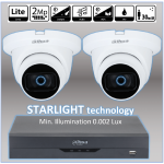 STARLIGHT HD quality profesional CCTV KIT 2xcameras+ DVR + 4xCables + 4xPower adapters