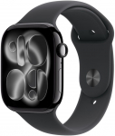 Apple Watch Series 11 GPS 46mm Jet Black Aluminum Case with Sport Band (black) - S/M | MEUW4ZR/A | 0195950631784