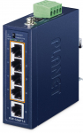 PLANET IP40 Compact size Industrial Nie zarządzany Fast Ethernet (10/100) Blue | ISW-504PT-E | 4711605289108